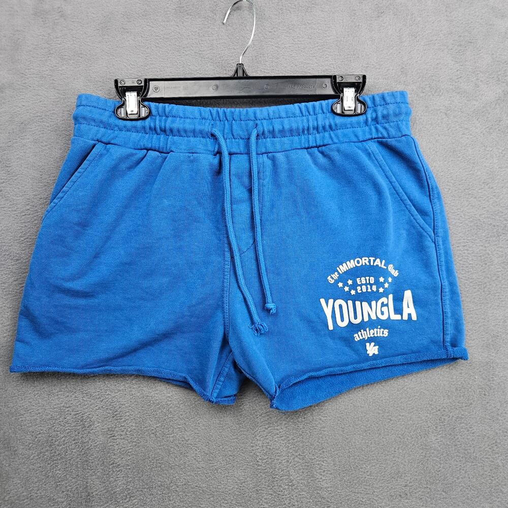 YoungLA Blue Sweat Shorts Lounge Gym Athletic Drawstring Cotton Large